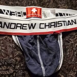 Andrew Christian Men's White And Gray Underwear Jockstrap Sexy Underwear.